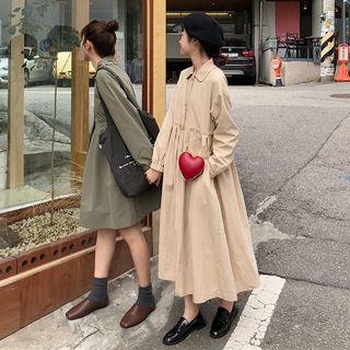 Long-sleeve Midi Shirt Dress / A-line Dress