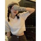 Short-sleeve Knit Top Milky White - One Size