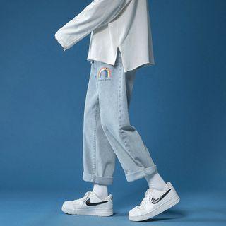 Rainbow Print Straight-fit Jeans