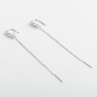Rhinestone Drop 925 Sterling Silver Earring 1 Pair - Platinum - One Size