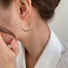 Geometric Alloy Hoop Earring 1 Pair - 925silver Earring - Gold - One Size