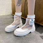 Platform Block Heel Mesh Short Boots