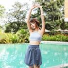 Set Of 3: Plain Bikini + Cover-skirt