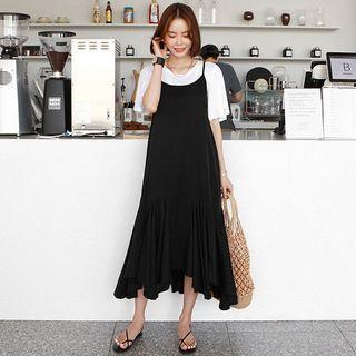 Spaghetti-strap Long Ruffle Dress