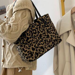 Leopard Print Denim Tote Bag