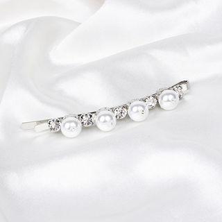 Faux Pearl Hair Clip Silver - One Size