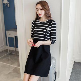 Mock Two-piece Stripe Dress