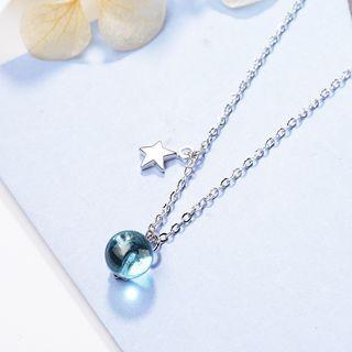 Faux Crystal & Star Pendant Necklace As Shown In Figure - One Size