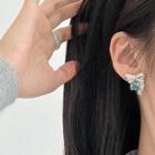 Rhinestone Bow Stud Earring E389 - 1 Pair - Silver & Blue - One Size