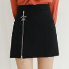 Zip Front A-line Mini Skirt
