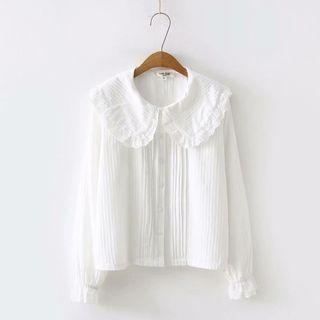 Lace Frill-trim Peter Pan Collar Blouse
