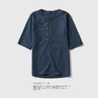 Mandarin Collar Short-sleeve Shirt