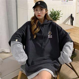 Mock Two-piece Long-sleeve Printed Hoodie
