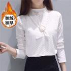 Long-sleeve Tie-neck Lace Top