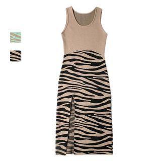 Sleeveless Zebra Print Knit Dress