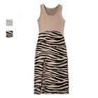 Sleeveless Zebra Print Knit Dress