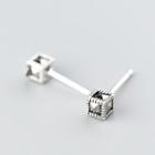 Cube Sterling Silver Studded Earring 1 Pair - S925 Silver - Silver - One Size