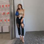 Cutout Ripped Relaxed-fit Pants