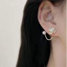 Flower Faux Pearl Ear Jacket 1 Pair - Gold - One Size