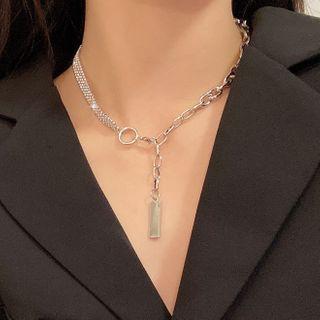 Bar Pendant Asymmetrical Choker Silver - One Size