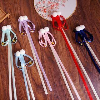 Set Of 2: Bow Pom Pom Hair Clip
