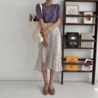 Ruffle-hem Midi Floral Skirt