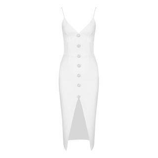 Spaghetti Strap Slit Bodycon Evening Gown