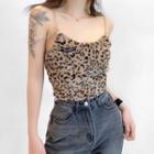 Leopard Print Fluffy Camisole Top