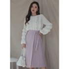 Bishop-sleeve Frill-trim Crepe Blouse