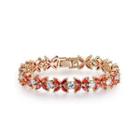 Fashion And Elegant Plated Rose Gold Four-leafed Clover Bracelet With Red Cubic Zirconia 17cm Rose Gold - One Size