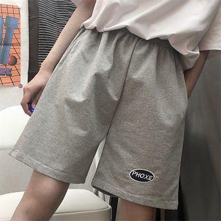 Couple Matching Lettering Wide-leg Sweatshorts