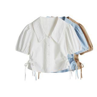 Puff Sleeve Drawstring Shirt