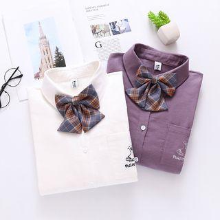 Embroidered Shirt Wit Bow Tie
