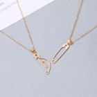 Safety Pin Pendant Alloy Necklace 1 Pc - 01 - Dz067 - Gold - One Size