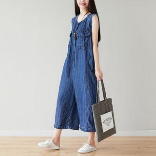 Cropped Wide-leg Jumpsuit Dark Blue - One Size