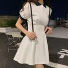 Open Collar Short-sleeve Dress