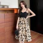 Spaghetti Strap Flora A-line Dress