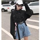 Plain Dual Pocket Shirt Black - One Size