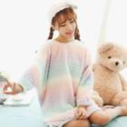 Long-sleeve Striped Fleece Top