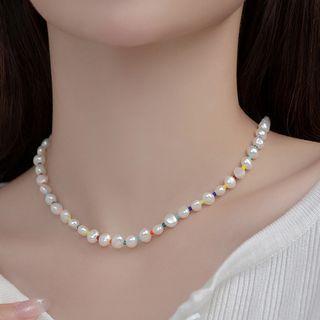 Faux Pearl Sterling Silver Choker 1 Pc - White - One Size
