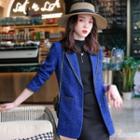 Contrast Trim Open Front Blazer / Shorts / Set