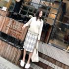 Set: Patterned Linen Hoodie + Skirt