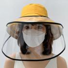 Wide Brim Bucket Hat With Face Shield