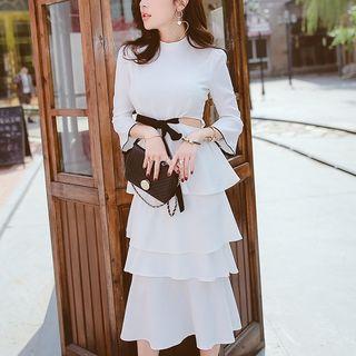 3/4-sleeve Tiered Dress