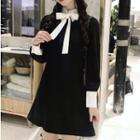 Two Tone Bow Accent A-line Dress