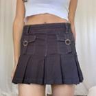 Low Waist Pocket Detail Mini Denim Skirt