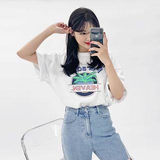 Palm Tree Print Loose T-shirt