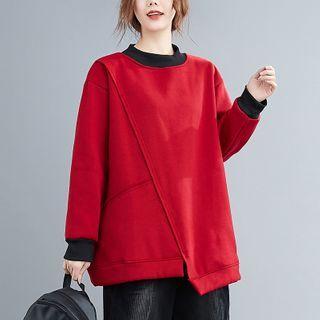 Semi High-neck Color-block Sweater