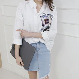 Fray-edge Printing Shirt