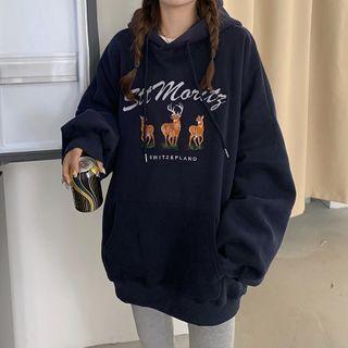 Deer Letter Print Hoodie